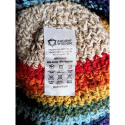 Dziergany Kapelusz z Bawełny i Konopi - Tęcza | Nepal