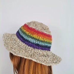 Dziergany Kapelusz z Bawełny i Konopi - Tęcza | Nepal