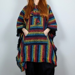 poncho z kapturem - kolorowe | indie