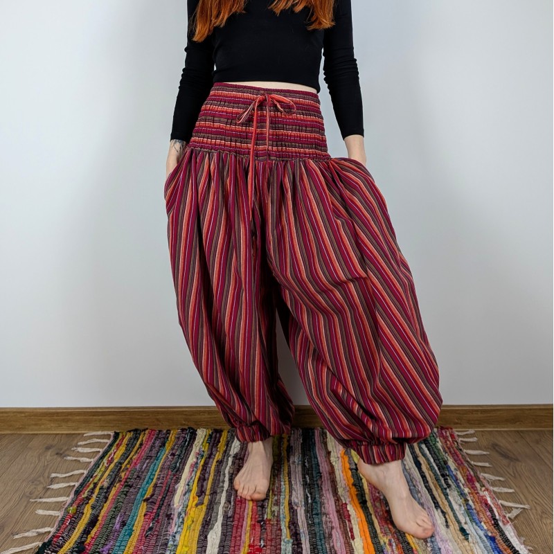 spodnie haremki REKHA - czerwone | nepal