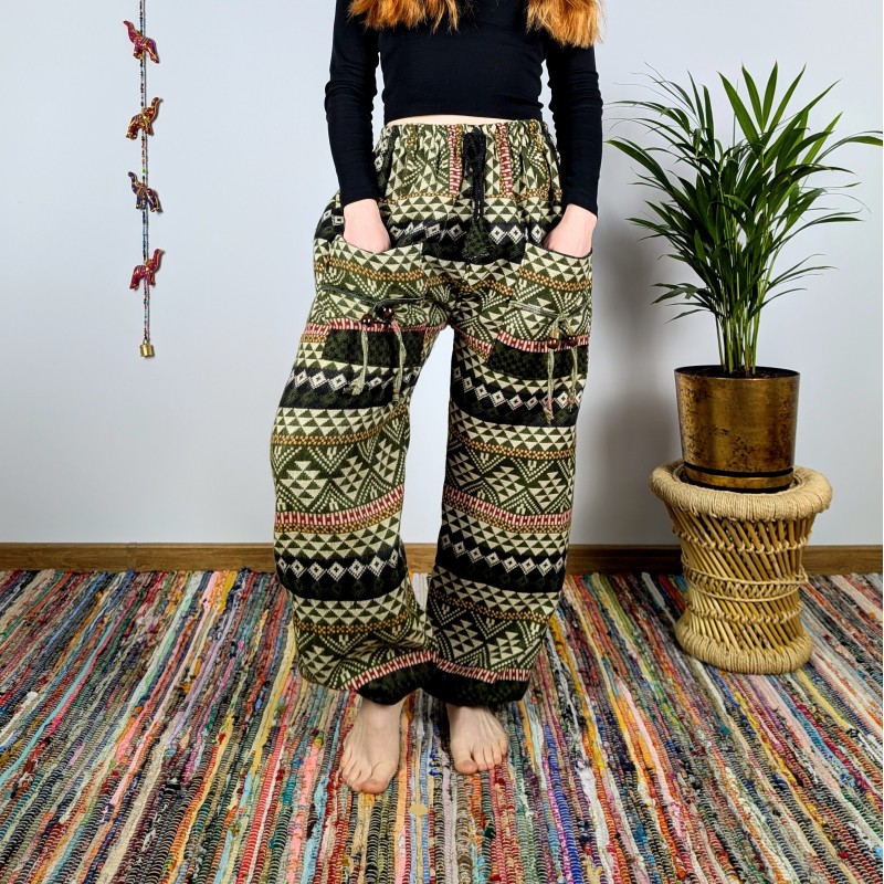 ciepłe spodnie NANDA - zielone | indie