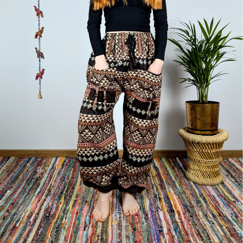 ciepłe spodnie NANDA - brązowe | indie