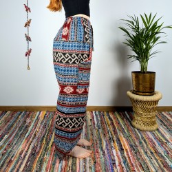 ciepłe spodnie NANDA - niebiesko-czerwone | indie