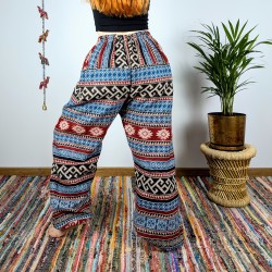 ciepłe spodnie NANDA - niebiesko-czerwone | indie