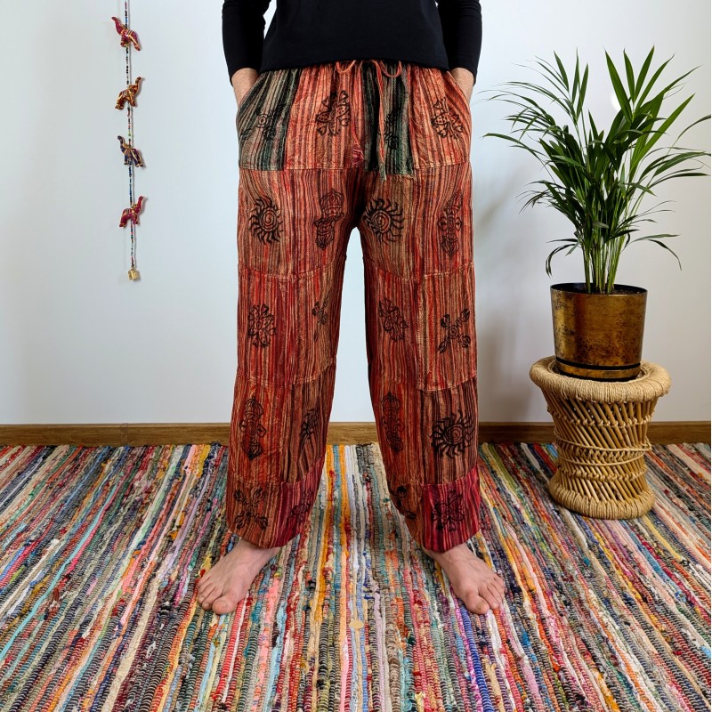 spodnie patchworkowe BAGRU - czerwone | indie