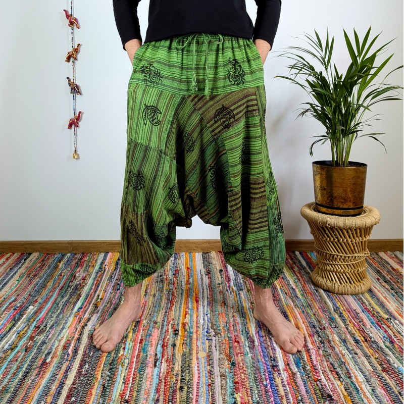 szarawary patchworkowe BAGRU - zielone | indie