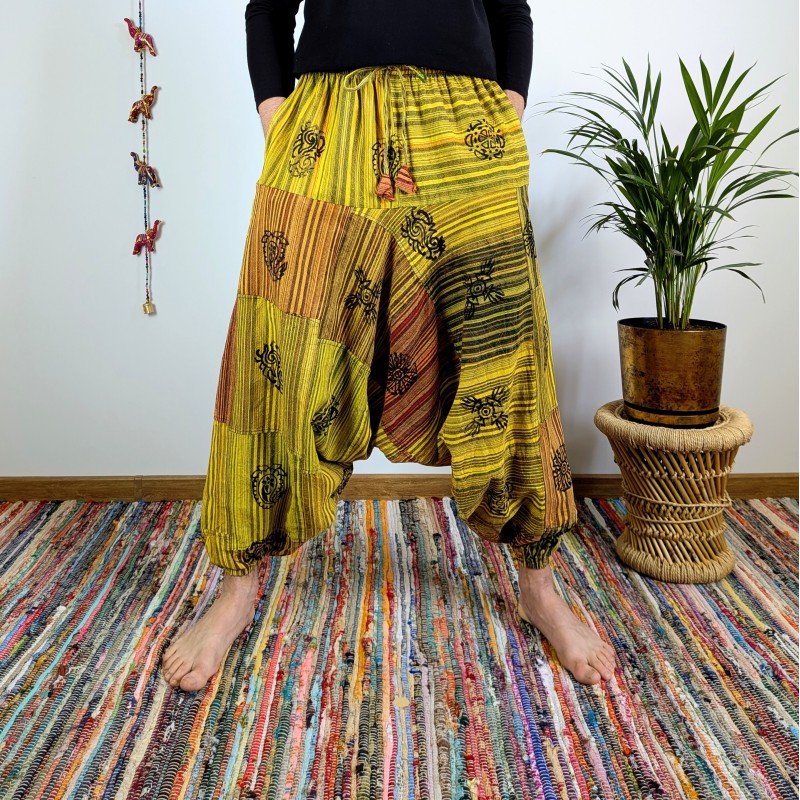 szarawary patchworkowe BAGRU - żółte | indie