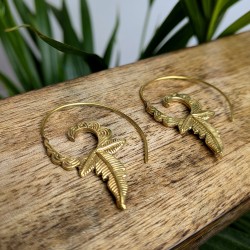 kolczyki złote liście mosiądz spiralne etno | indie