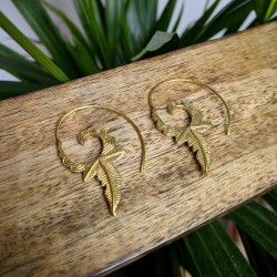 kolczyki złote liście mosiądz spiralne etno | indie