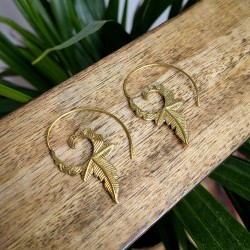 kolczyki złote liście mosiądz spiralne etno | indie