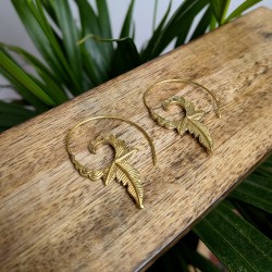 kolczyki złote liście mosiądz spiralne etno | indie