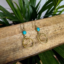 kolczyki złote koła mosiądz turkus etno | indie