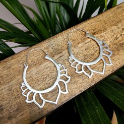 kolczyki kwiat lotosu duże mosiądz srebro etno | indie