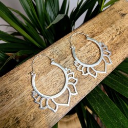 kolczyki kwiat lotosu duże mosiądz srebro etno | indie