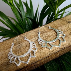 kolczyki kwiat lotosu duże mosiądz srebro etno | indie