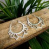 kolczyki kwiat lotosu duże mosiądz srebro etno | indie