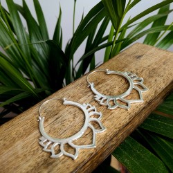 kolczyki kwiat lotosu duże mosiądz srebro etno | indie