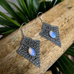 olczyki romby mosiądz srebro kamień księżycowy etno | indie