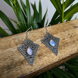 olczyki romby mosiądz srebro kamień księżycowy etno | indie