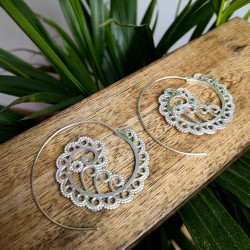 kolczyki srebrne ażurowe koła mosiądz etno | indie