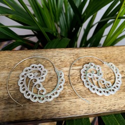 kolczyki srebrne ażurowe koła mosiądz etno | indie