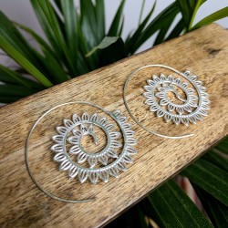 kolczyki srebrne koła listki mosiądz etno | indie