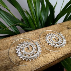 kolczyki srebrne koła listki mosiądz etno | indie