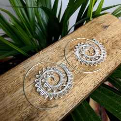 kolczyki srebrne koła listki mosiądz etno | indie