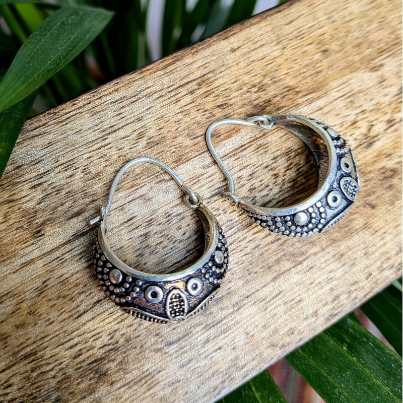 kolczyki półksiężyce mosiądz srebro etno | indie