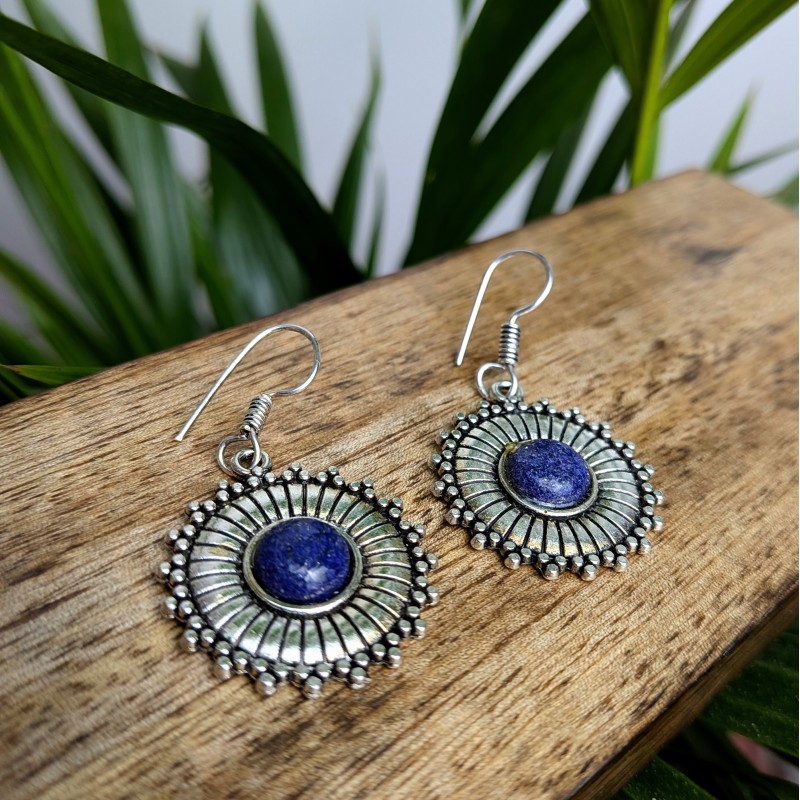 kolczyki noc kairu słońce mosiądz srebro etno | indie