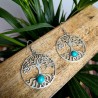 kolczyki drzewo życia mosiądz srebro turkus etno | indie