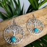 kolczyki drzewo życia mosiądz srebro turkus etno | indie