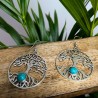 kolczyki drzewo życia mosiądz srebro turkus etno | indie