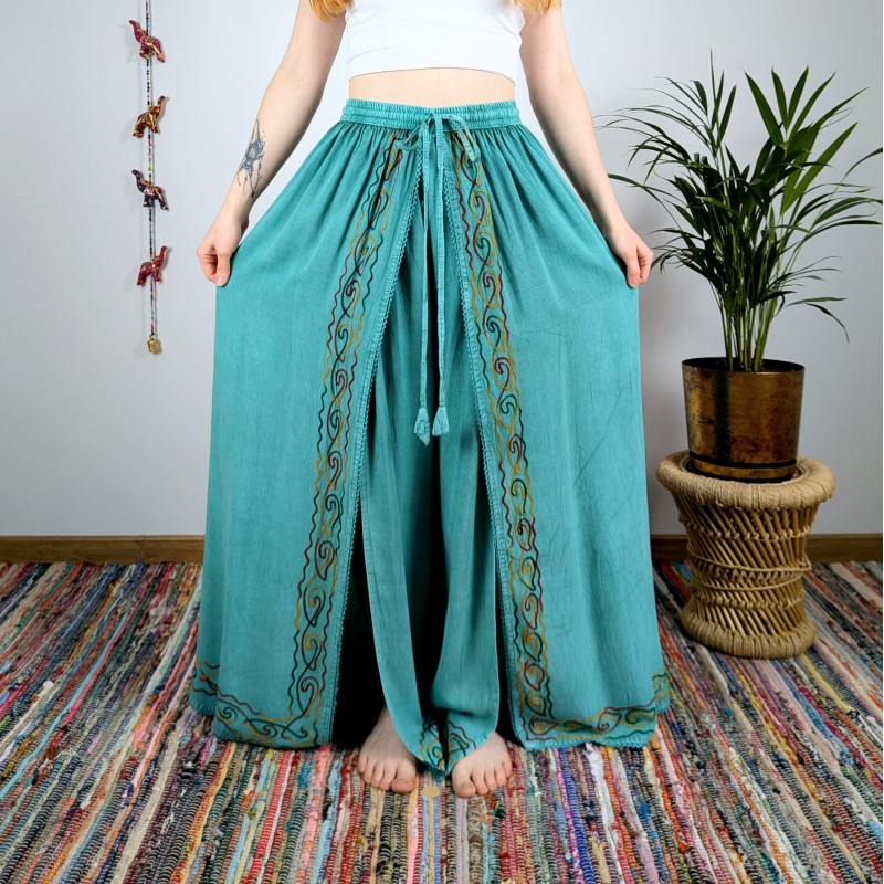 spodnie palazzo ZARI - turkusowe | indie