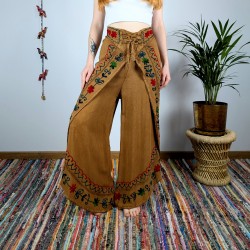 spodnie VINYASA - brązowe | indie