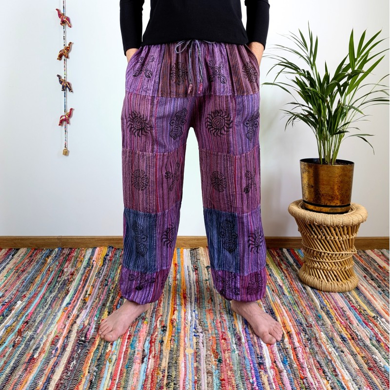spodnie patchworkowe BAGRU - fioletowe | indie