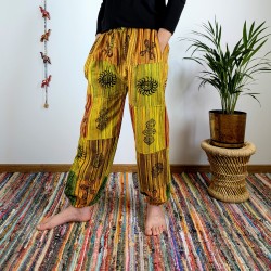 spodnie patchworkowe BAGRU - żółte | indie