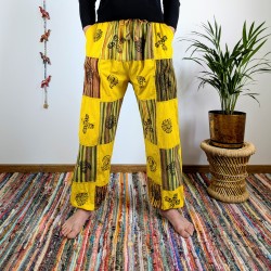 spodnie patchworkowe BAGRU - żółte | indie