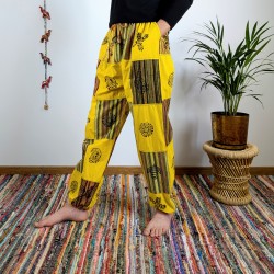 spodnie patchworkowe BAGRU - żółte | indie