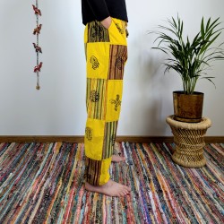spodnie patchworkowe BAGRU - żółte | indie