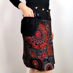 Krótka spódniczka MANDALA - Czerwono-Czarna | Nepal