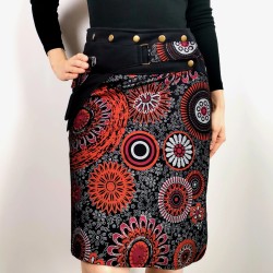 Krótka spódniczka MANDALA - Czerwono-Czarna | Nepal