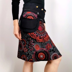 Krótka spódniczka MANDALA - Czerwono-Czarna | Nepal